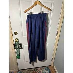 Vtg Men's Adidas Lined Nylon Wind Track Athletic Pants Navy 3 Red Stripes Y2K